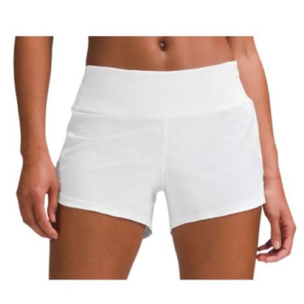 Lululemon White Hotty Hot High-Rise Lined Running Shorts